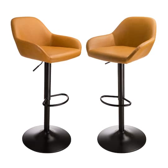 Glitzhome® Mid-Century Leatherette Gaslift Adjustable Swivel Bar